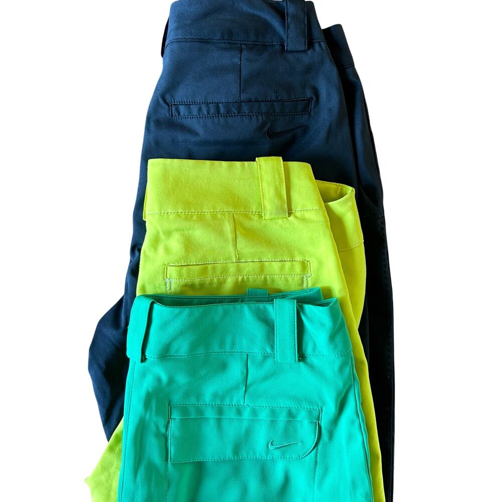 Nike Golf Women Sz 0 Lot of 3 Dri Fit Tour Performance Shorts Green Yellow Black